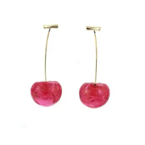 Cherry Gold Drop Earrings - Picture 7 of 10